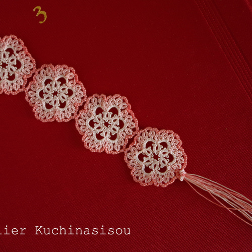 受注製作】タティングレースのしおり〈薄花桜〉 しおり・ブックマーク