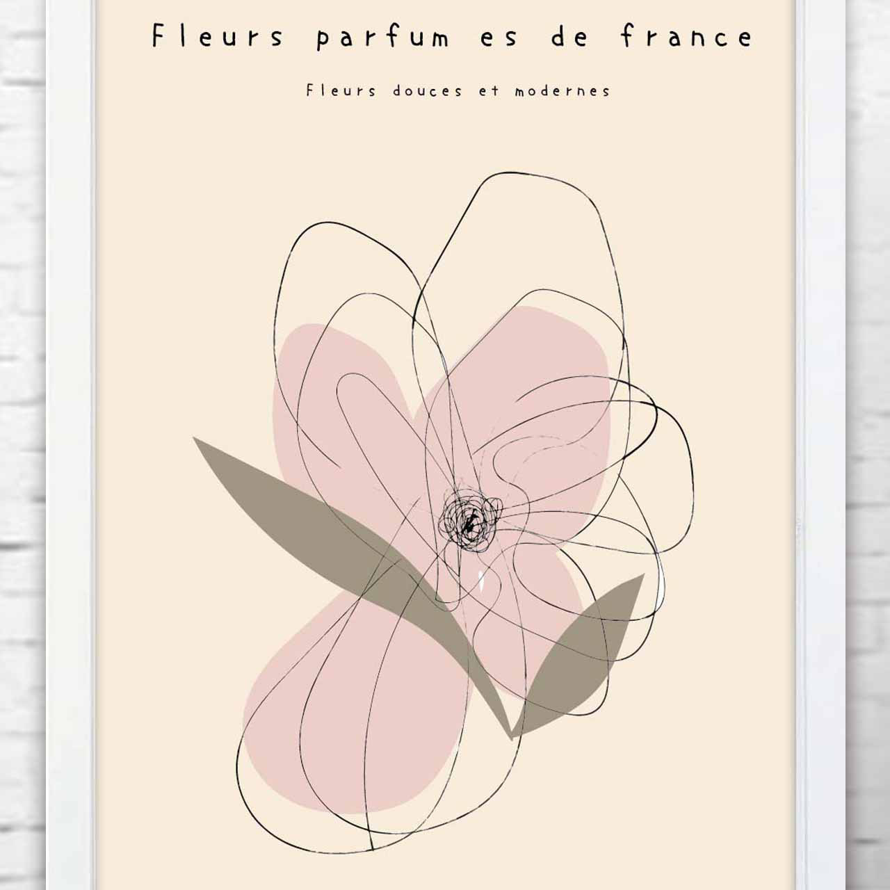 ラインの花　花　送料無料　アートポスター　おしゃれ　アート　ポスター   （アート/seiで検索）　638