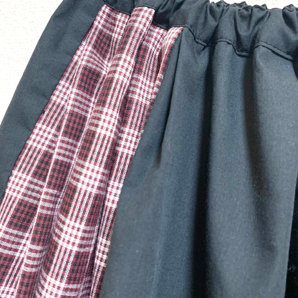 【一点物】チェックmix ギャザースカート 5枚目の画像