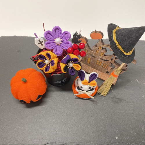 つまみ細工ハロウィン つまみ細工 うさぎ その他人形 hana to sora