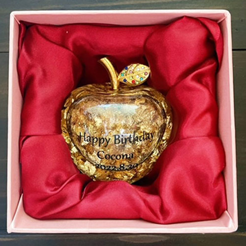 彫刻入り 幸運のりんご ガラス りんご オブジェ 幸運 風水 その他