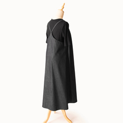 岡山デニム【大人のためのデニム】サロペット　ジャンパースカート　SML　体形に合わせてお作りできます　ブラックデニム 8枚目の画像
