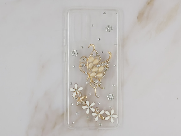 送料無料 キラキラ 蝶 ラインストーン ジュエリー iPhone全機種対応