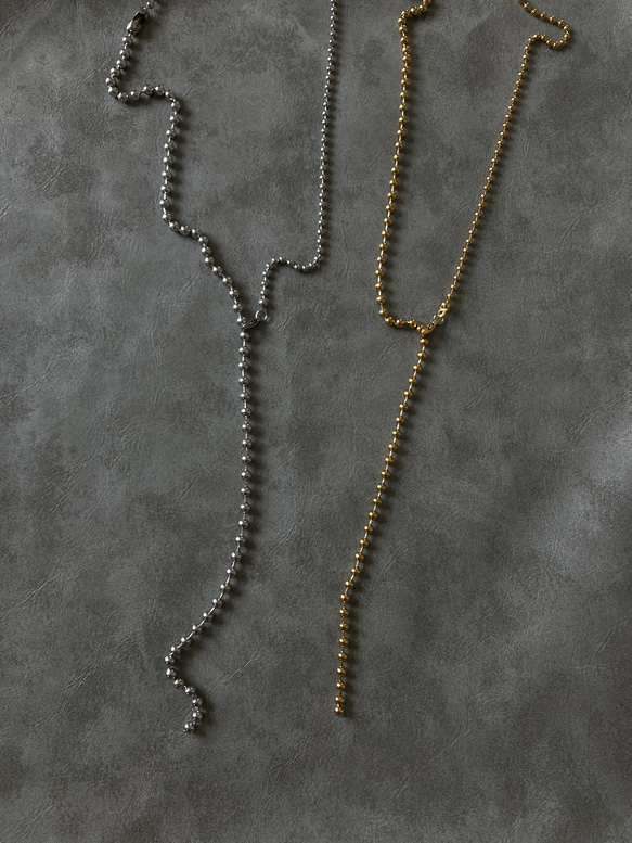 -long ball  chain necklace- サージカルステンレス　チェーンネックレス　チェーンブレスレット 3枚目の画像