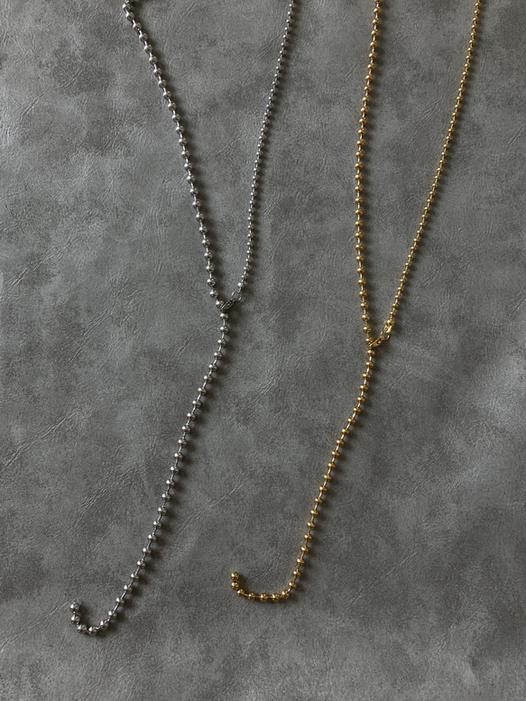 -long ball  chain necklace- サージカルステンレス　チェーンネックレス　チェーンブレスレット 2枚目の画像