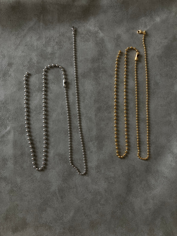 -long ball  chain necklace- サージカルステンレス　チェーンネックレス　チェーンブレスレット 1枚目の画像