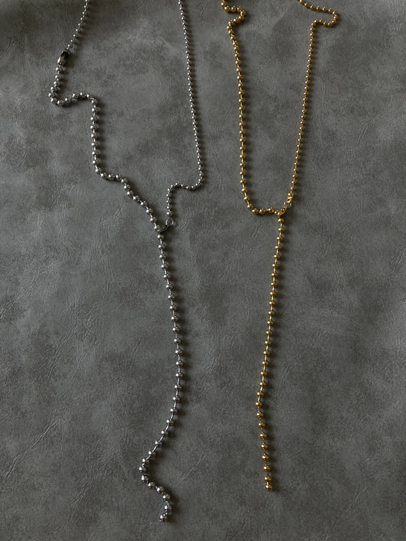 -long ball  chain necklace- サージカルステンレス　チェーンネックレス　チェーンブレスレット 13枚目の画像