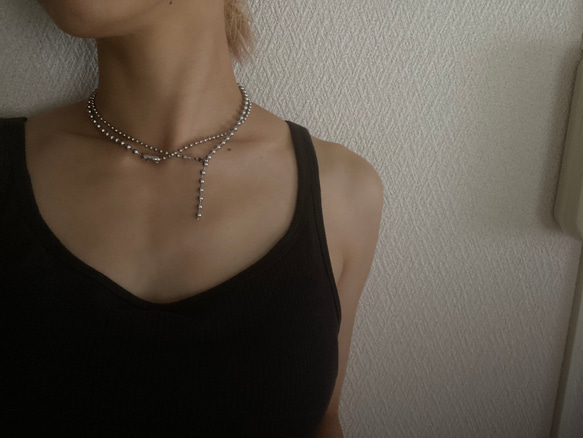 -long ball  chain necklace- サージカルステンレス　チェーンネックレス　チェーンブレスレット 10枚目の画像