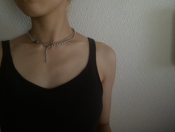 -long ball  chain necklace- サージカルステンレス　チェーンネックレス　チェーンブレスレット 12枚目の画像