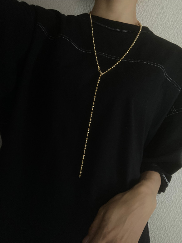 -long ball  chain necklace- サージカルステンレス　チェーンネックレス　チェーンブレスレット 5枚目の画像