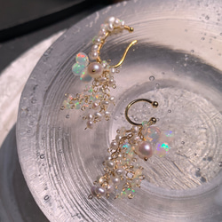 再販×4【14kgf】天然石＊opal＆pearlイヤーカフno.2 18枚目の画像