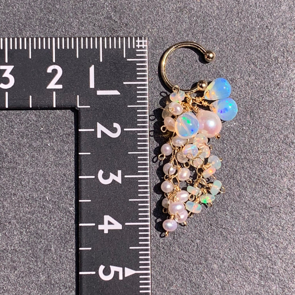 再販×4【14kgf】天然石＊opal＆pearlイヤーカフno.2 8枚目の画像