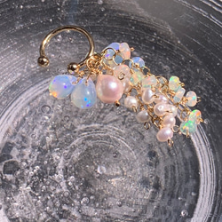 再販×4【14kgf】天然石＊opal＆pearlイヤーカフno.2 5枚目の画像