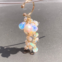 再販×4【14kgf】天然石＊opal＆pearlイヤーカフno.2 6枚目の画像