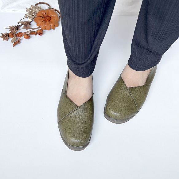手工染色純素皮革簡易高跟鞋套穿分層設計 1640 第15張的照片