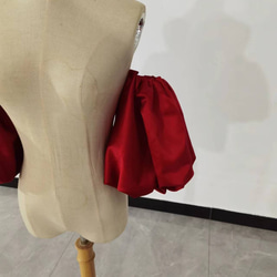 高級サテン ボルドー色  ショルダーの付け袖 パフスリーブ オーダー可能 取り外し可能な装飾袖 4枚目の画像