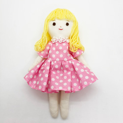 布人形　水玉のワンピースの女の子　身長２０．５ｃｍ 4枚目の画像