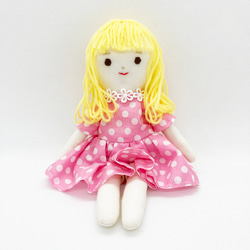 ♡美品♡新品★カーリーヘアー　可愛い女の子　布人形♡Мサイズ♡オススメ商品♡ コットン ) ティキのチェンジ │ドールファブリック 【 手作り