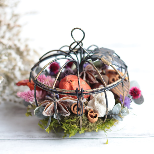 ハロウィン　三日月リース　フラワーリース ハロウィンリース♪ HAPPYほうきリース ハロウィンスワッグ 6