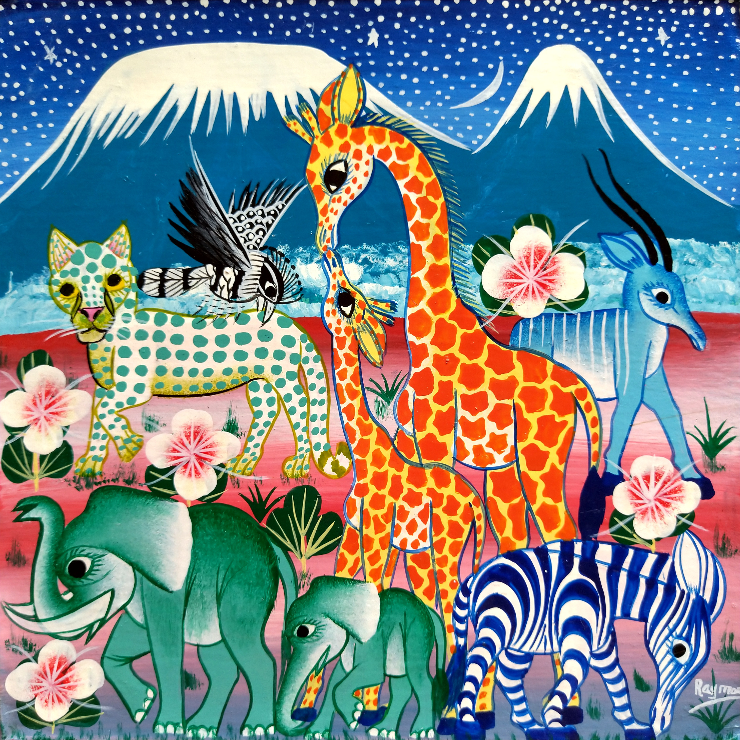 ポップアート tingatinga ティンガティンガ 60×60 絵画 アフリカ ポップアート tingatinga ティンガティンガ 60×60 絵画 アフリカ