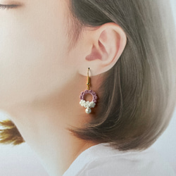 ふわふわレースの花編みピアス.イヤリング 6枚目の画像