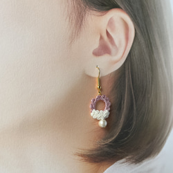 ふわふわレースの花編みピアス.イヤリング 4枚目の画像
