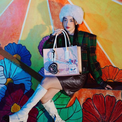 ハンドバッグ 刺繍バッグ ビジネス用バッグピンク トートバッグ 13インチ レザー ショルダーバッグ プレゼント刺繍 5枚目の画像