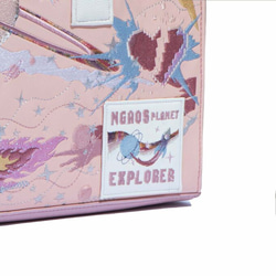 ハンドバッグ 刺繍バッグ ビジネス用バッグピンク トートバッグ 13インチ レザー ショルダーバッグ プレゼント刺繍 4枚目の画像