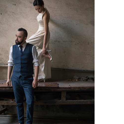 ホルターネック サテンパンツドレス 二次会 フォトウエディング ドレス  