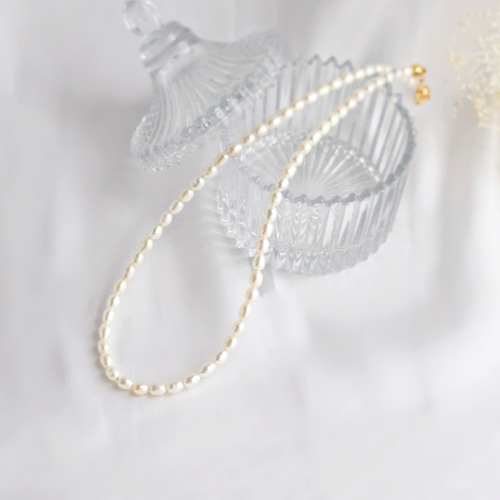 送料無料】淡水パールネックレス(ホワイト)◇人気40cm◇首元綺麗