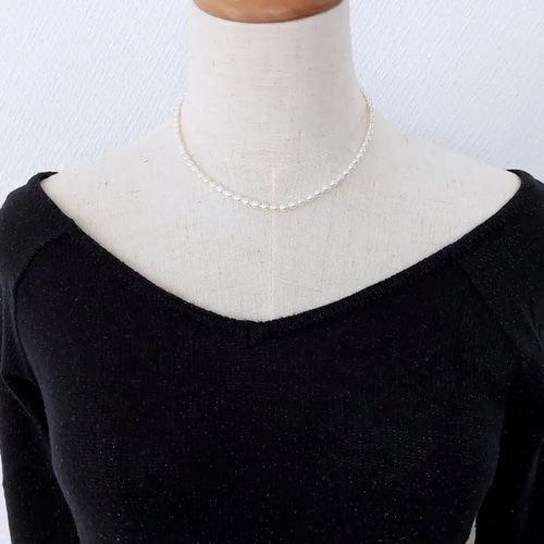 送料無料】淡水パールネックレス(ホワイト)◇人気40cm◇首元綺麗