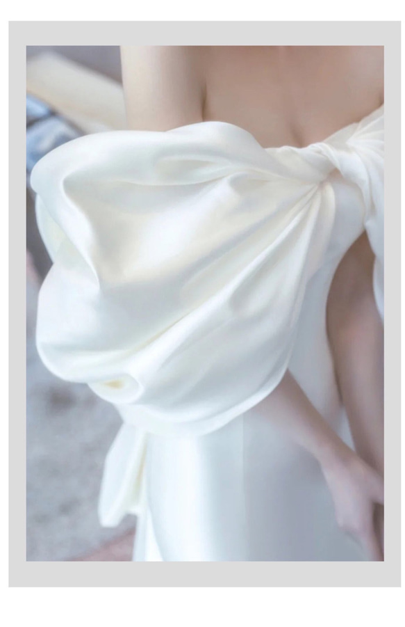 オフショルダー バックリボン ウエディングドレス 6枚目の画像