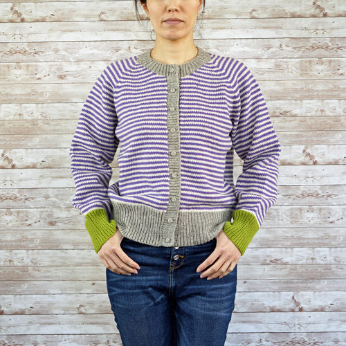 ☆SALE【即納可】ウール・ボーダー・カーディガン（N-410030  