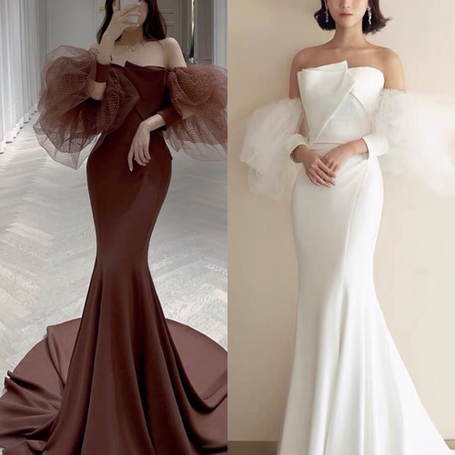 オフショルダーボリュームフリル マーメイドドレス wd644mi】オフショルボリュームフリルマーメイドドレス – ドレス