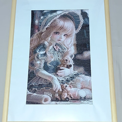 ラブラドール　クロスステッチ　完成品　刺繍　ハンドメイド　景色 クロスステッチ【完成品】 - クラフト・布製品最高