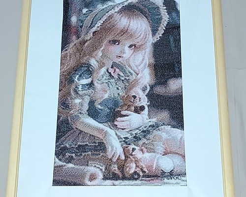 アンリ＝エドモン・クロス、【水浴】、希少画集画、新品高級額・額装付 クロスステッチ完成品 ベアと遊ぶドール 額装済み その他