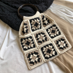 【ぽんぽこりん】ふっくらリンググラニーバッグ【M】【S】 定番カラー】レトロ可愛いグラニースクエアの持ち手リングバッグ