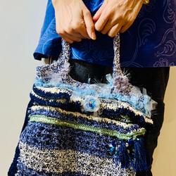 ハンドバッグ（手編み・天然石入り） 3枚目の画像