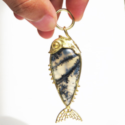 デンドリティックオパール フィッシュ チャーム / Dendritic Opal Fish charms L 4枚目の画像