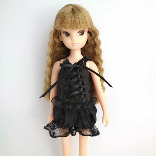 753【復刻版初代リカちゃん】黒のふんわりかぼちゃパンツ※1/6ドール服