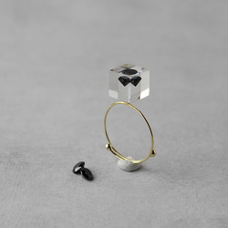 黑色氧化鋯浮動戒指，金戒指，開口戒指，均碼，生日禮物 第2張的照片