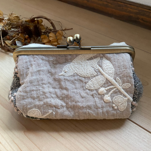 ラスト1点ミナペルホネンりんごタンバリンがま口ポーチハンドメイド