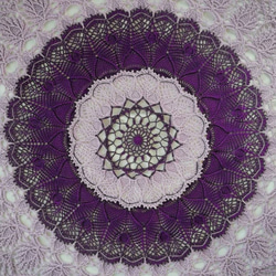 エスニック紫ハンドメイド☆レース編みドイリー約83cmお部屋の置物花瓶などに 11枚目の画像