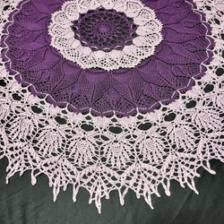 エスニック紫ハンドメイド☆レース編みドイリー約83cmお部屋の置物花瓶などに 7枚目の画像