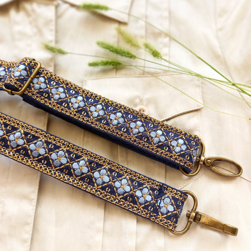 再販☆送料無料インド刺繍リボンのショルダーストラップ(最大