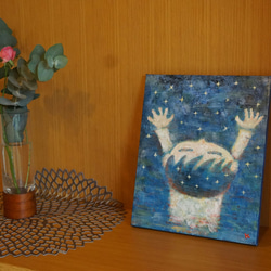 【宇宙のpower】＃原画＃イラスト＃ヒーリングアート＃キャンバス＃絵画＃アクリル＃癒し#子供＃男の子＃星＃夜空 4枚目の画像