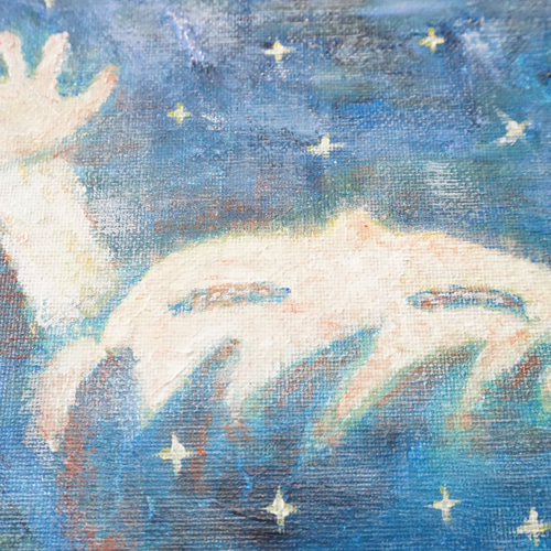 宇宙を駆けるペガサス　アクリル原画アート　ポーリングアート 宇宙を駆けるペガサス アクリル原画アート ポーリングアート