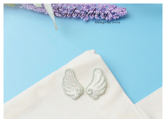 2枚入　つばさ　つばさ　翅　アイロンワッペン　刺繍アイロンワッペン　シールワッペン　天使のはね　天使の翼 1枚目の画像