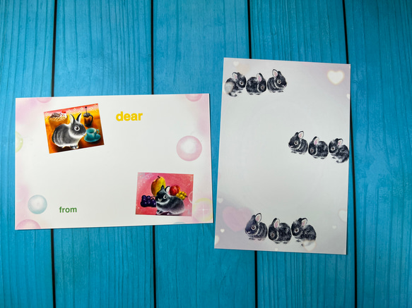 うさぎのポストカード　水彩色鉛筆画　同柄ポストカード3枚セット 4枚目の画像