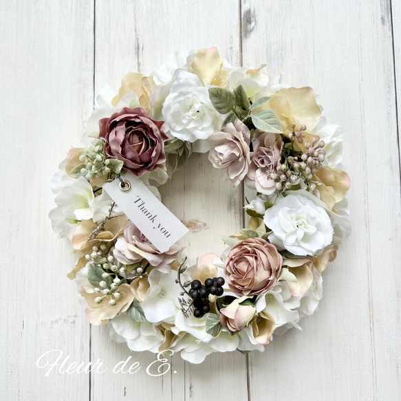 アーティフィシャルフラワー リース 22センチ リース Fleur de E